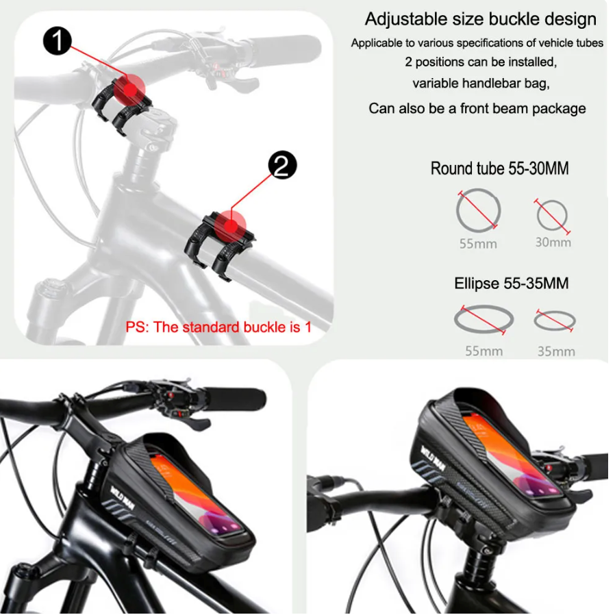 VERSATILE WATERPROOF BICYCLE PHONE HOLDER AND POUCH